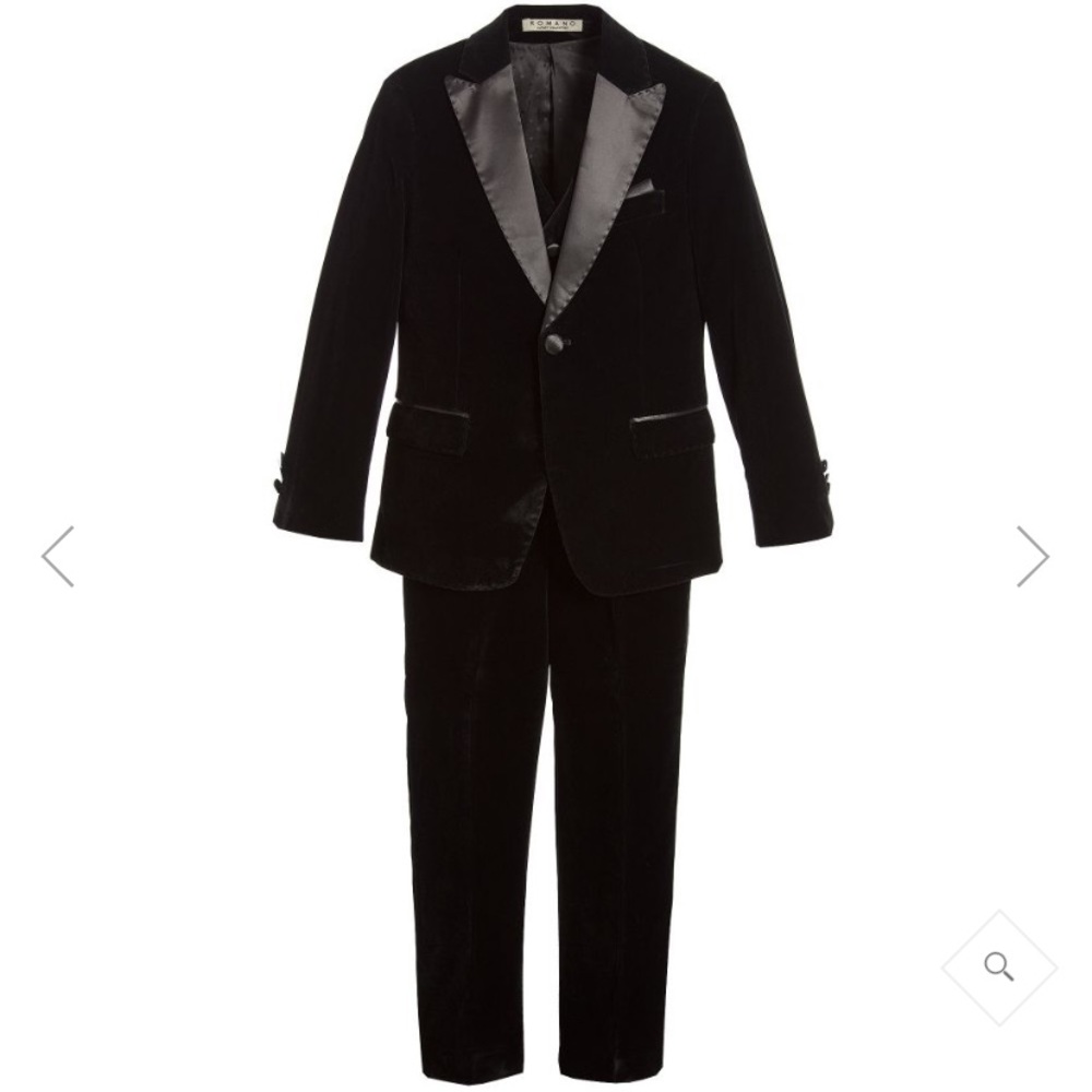 Romano black velvet tuxedo for boys